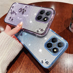 KADEM For Honor X8 5G / X6 4G / 70 Lite 5G Rhinsten Blomst Telefoncover Glitter Gradient TPU Cover