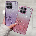 KADEM For Honor X8 5G / X6 4G / 70 Lite 5G Rhinsten Blomst Telefoncover Glitter Gradient TPU Cover