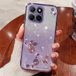 KADEM For Honor X8 5G / X6 4G / 70 Lite 5G Rhinsten Blomst Telefoncover Glitter Gradient TPU Cover