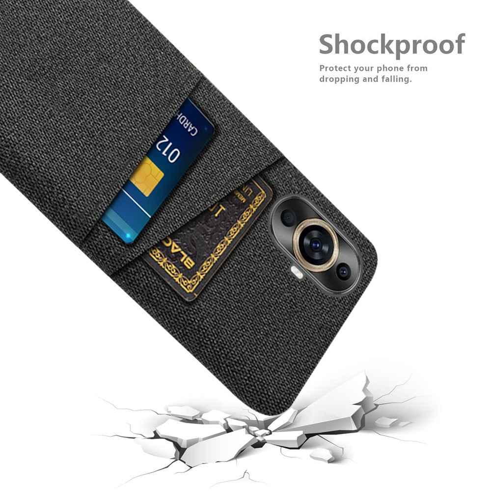 Dual Card Holder Phone Case for Huawei nova 11 / nova 12s 4G / nova 12 Lite 4G , PC + Cloth Protective Phone Cover