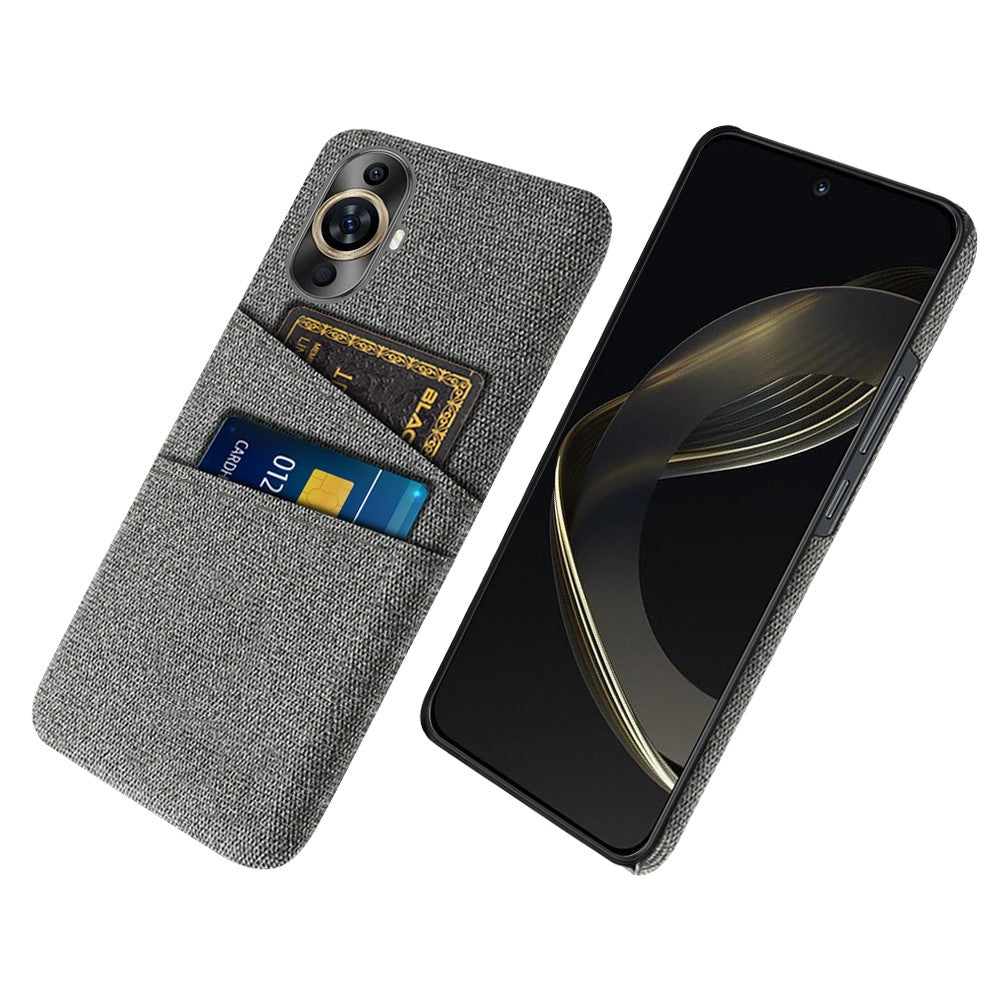 Dual Card Holder Phone Case for Huawei nova 11 / nova 12s 4G / nova 12 Lite 4G , PC + Cloth Protective Phone Cover