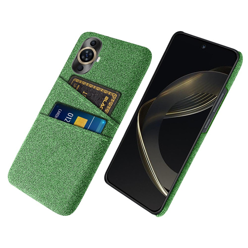 Dual Card Holder Phone Case for Huawei nova 11 / nova 12s 4G / nova 12 Lite 4G , PC + Cloth Protective Phone Cover
