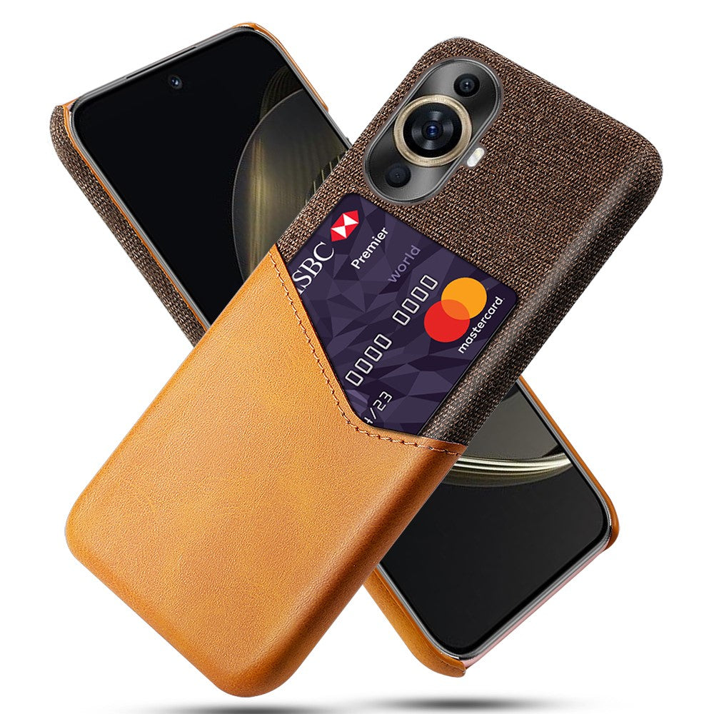 Card Holder Phone Case for Huawei nova 11 / nova 12s 4G / nova 12 Lite 4G , PU Leather Coated PC Cloth Texture Phone Cover
