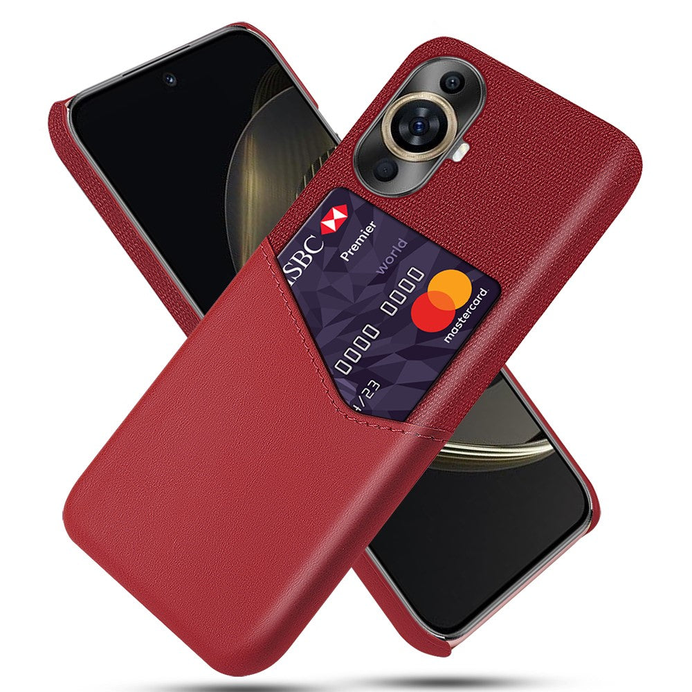 Card Holder Phone Case for Huawei nova 11 / nova 12s 4G / nova 12 Lite 4G , PU Leather Coated PC Cloth Texture Phone Cover