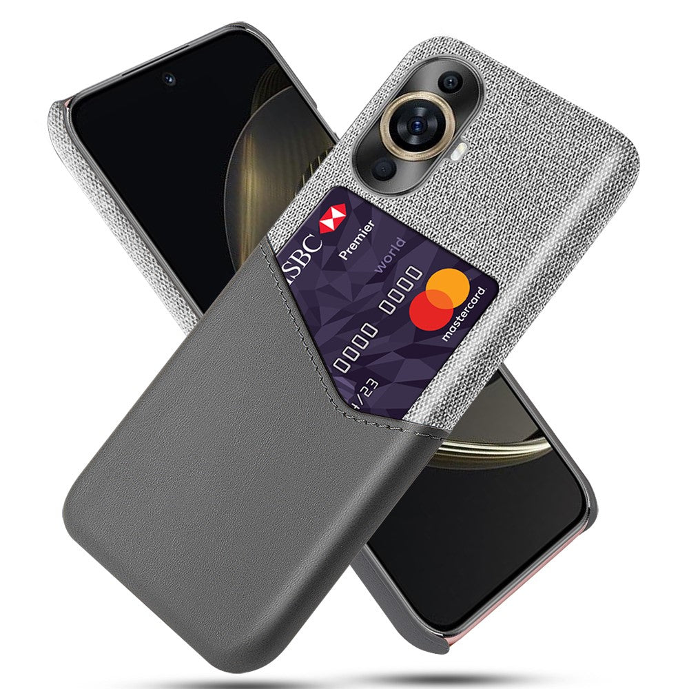 Card Holder Phone Case for Huawei nova 11 / nova 12s 4G / nova 12 Lite 4G , PU Leather Coated PC Cloth Texture Phone Cover