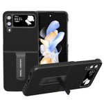 ABEEL til Samsung Galaxy Z Flip4 5G Ægte okselæder+PC telefoncover, foldbart støtteben