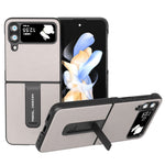 ABEEL til Samsung Galaxy Z Flip4 5G Ægte okselæder+PC telefoncover, foldbart støtteben