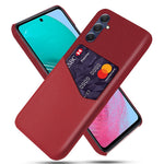 For Samsung Galaxy M54 5G / F54 5G Card Holder Leather Coated PC Case Cloth Texture Anti-scratch Phone Cover