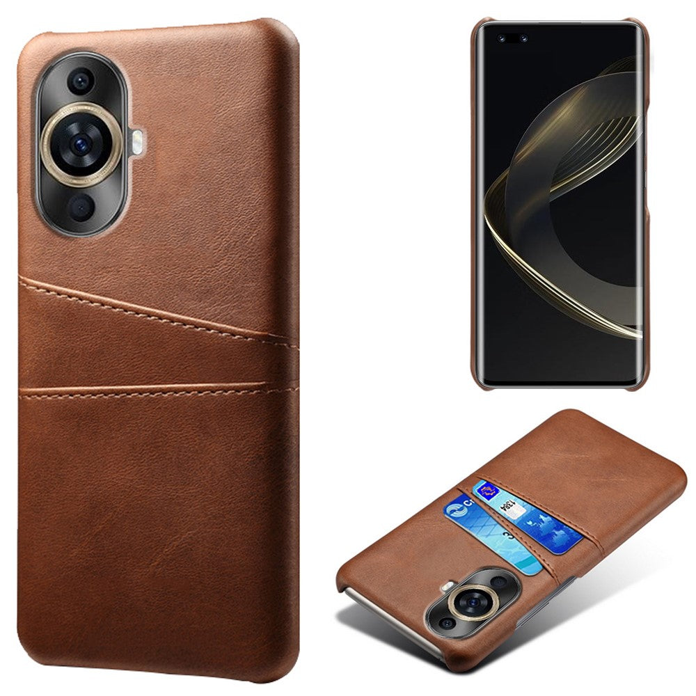 PU Leather+PC Case for Huawei nova 11 Pro / nova 11 Ultra , Shockproof Phone Cover with Dual Card Slots
