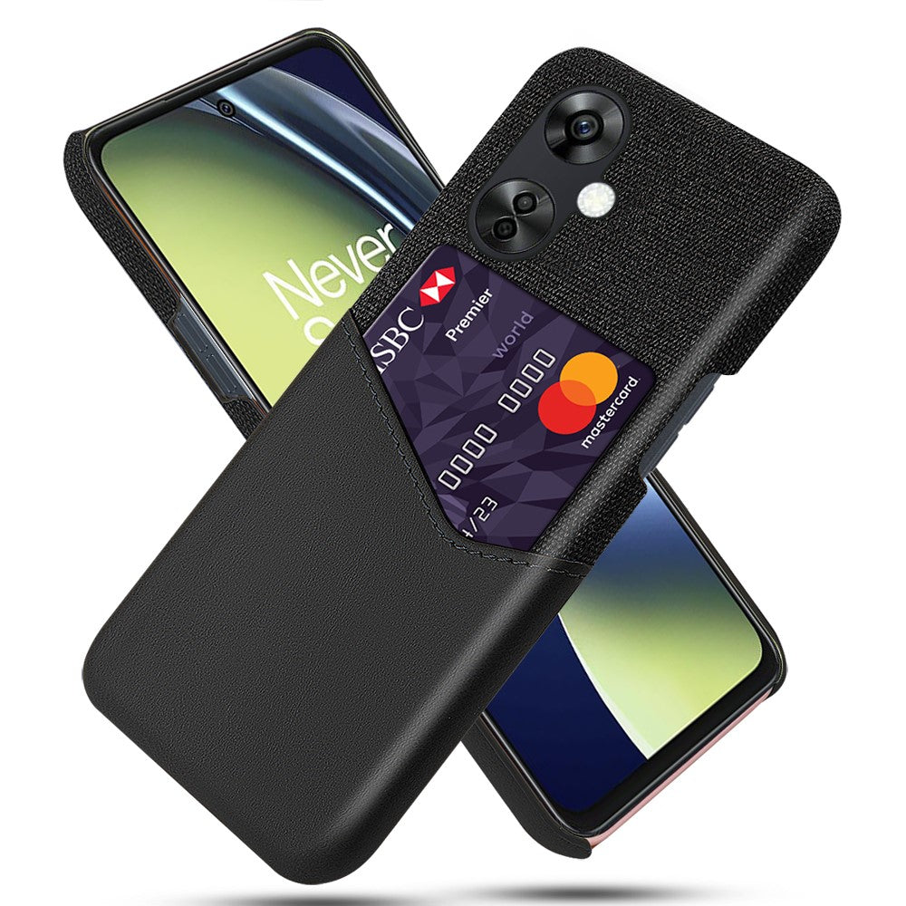 Tygtexturerat mobilskal för OnePlus Nord CE3 5G / CE 3 Lite 5G / Nord N30 5G, PU-läder + PC-korthållare