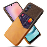For Samsung Galaxy A24 4G (162.1 x 77.6 x 8.3mm) Card Holder Cover PU Leather Coated PC Cloth Texture Phone Case