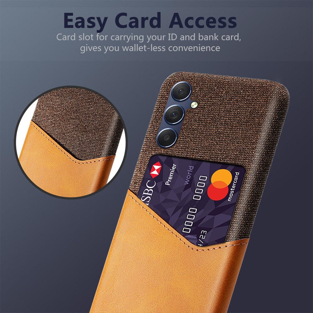 For Samsung Galaxy A24 4G (162.1 x 77.6 x 8.3mm) Card Holder Cover PU Leather Coated PC Cloth Texture Phone Case