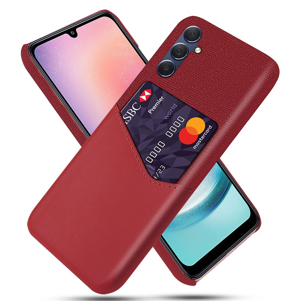 For Samsung Galaxy A24 4G (162.1 x 77.6 x 8.3mm) Card Holder Cover PU Leather Coated PC Cloth Texture Phone Case