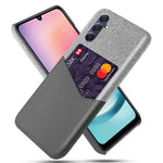 For Samsung Galaxy A24 4G (162.1 x 77.6 x 8.3mm) Card Holder Cover PU Leather Coated PC Cloth Texture Phone Case