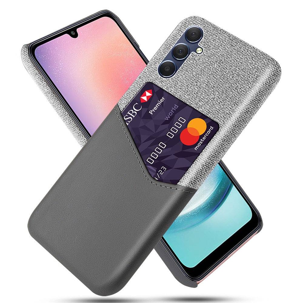 For Samsung Galaxy A24 4G (162.1 x 77.6 x 8.3mm) Card Holder Cover PU Leather Coated PC Cloth Texture Phone Case