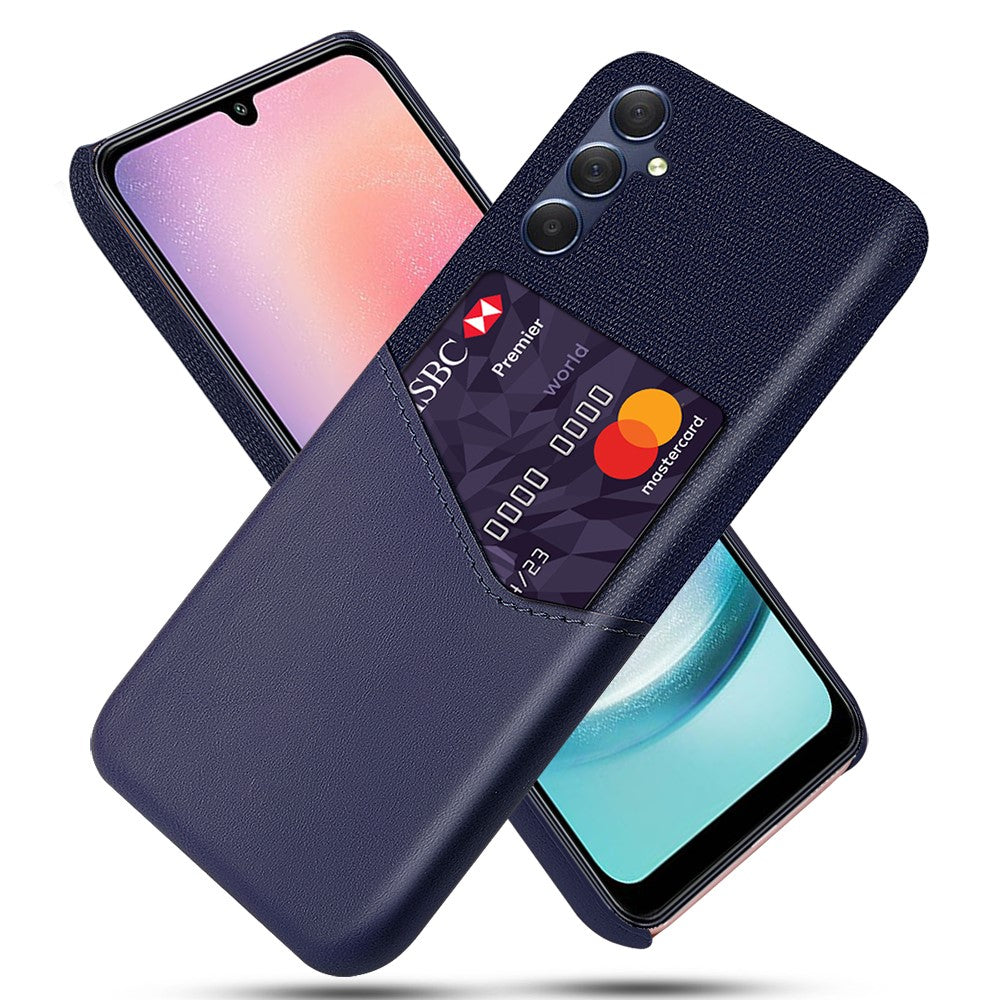 For Samsung Galaxy A24 4G (162.1 x 77.6 x 8.3mm) Card Holder Cover PU Leather Coated PC Cloth Texture Phone Case