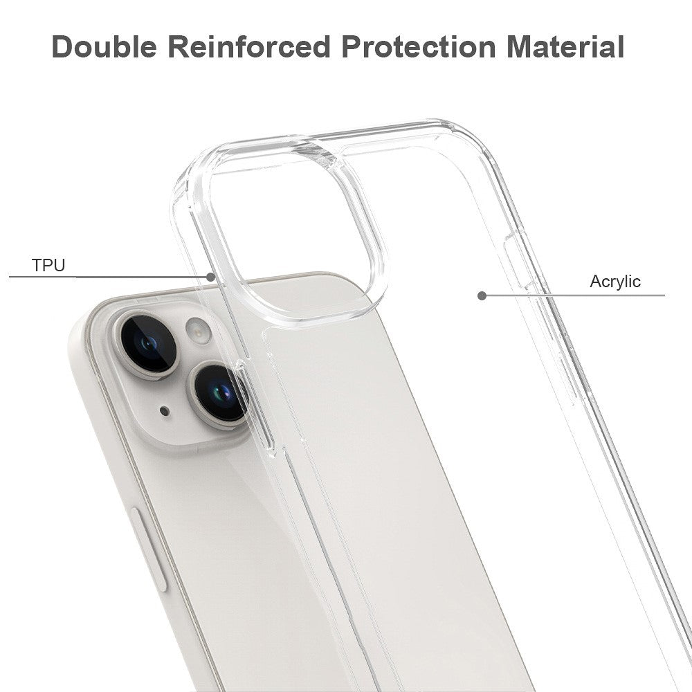 For iPhone 15 Plus Clear Acrylic+TPU Hybrid Phone Cover Anti-Scratch Mobile Phone Case Shell