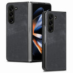 For Samsung Galaxy Z Fold5 5G Vintage PU Leather+PC Phone Case Anti-Scratch Protective Cover