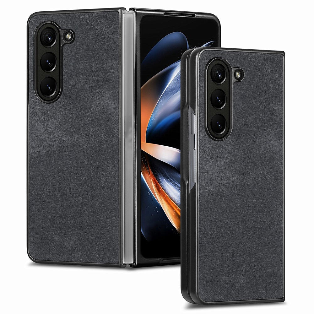 For Samsung Galaxy Z Fold5 5G Vintage PU Leather+PC Phone Case Anti-Scratch Protective Cover