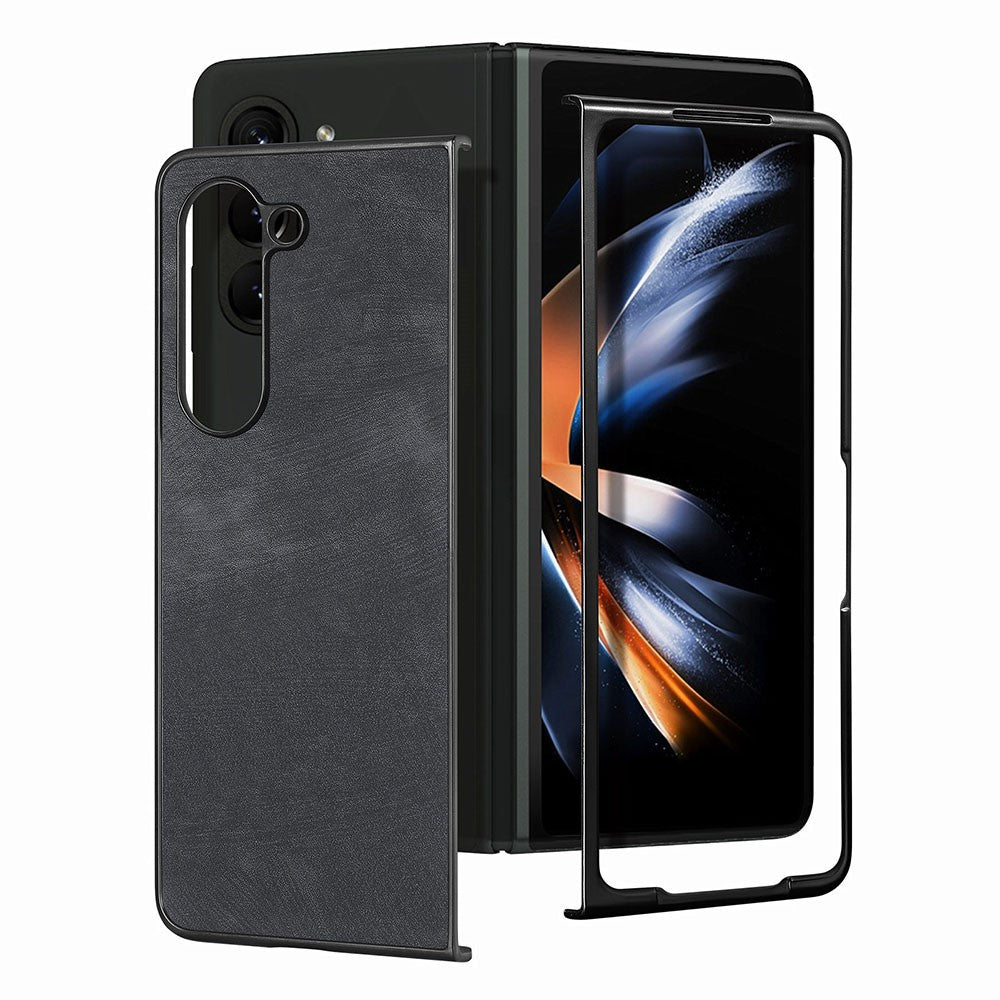 For Samsung Galaxy Z Fold5 5G Vintage PU Leather+PC Phone Case Anti-Scratch Protective Cover