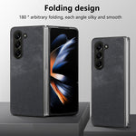 For Samsung Galaxy Z Fold5 5G Vintage PU Leather+PC Phone Case Anti-Scratch Protective Cover