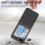 Carbon Fiber Texture PU Leather PC Cover for Samsung Galaxy Z Flip5 5G Precise Cutouts Anti-Drop Phone Case
