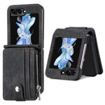 Beskyttende pung-etui til Samsung Galaxy Z Flip5 5G retro PU-læder PC-telefoncover med støttefod