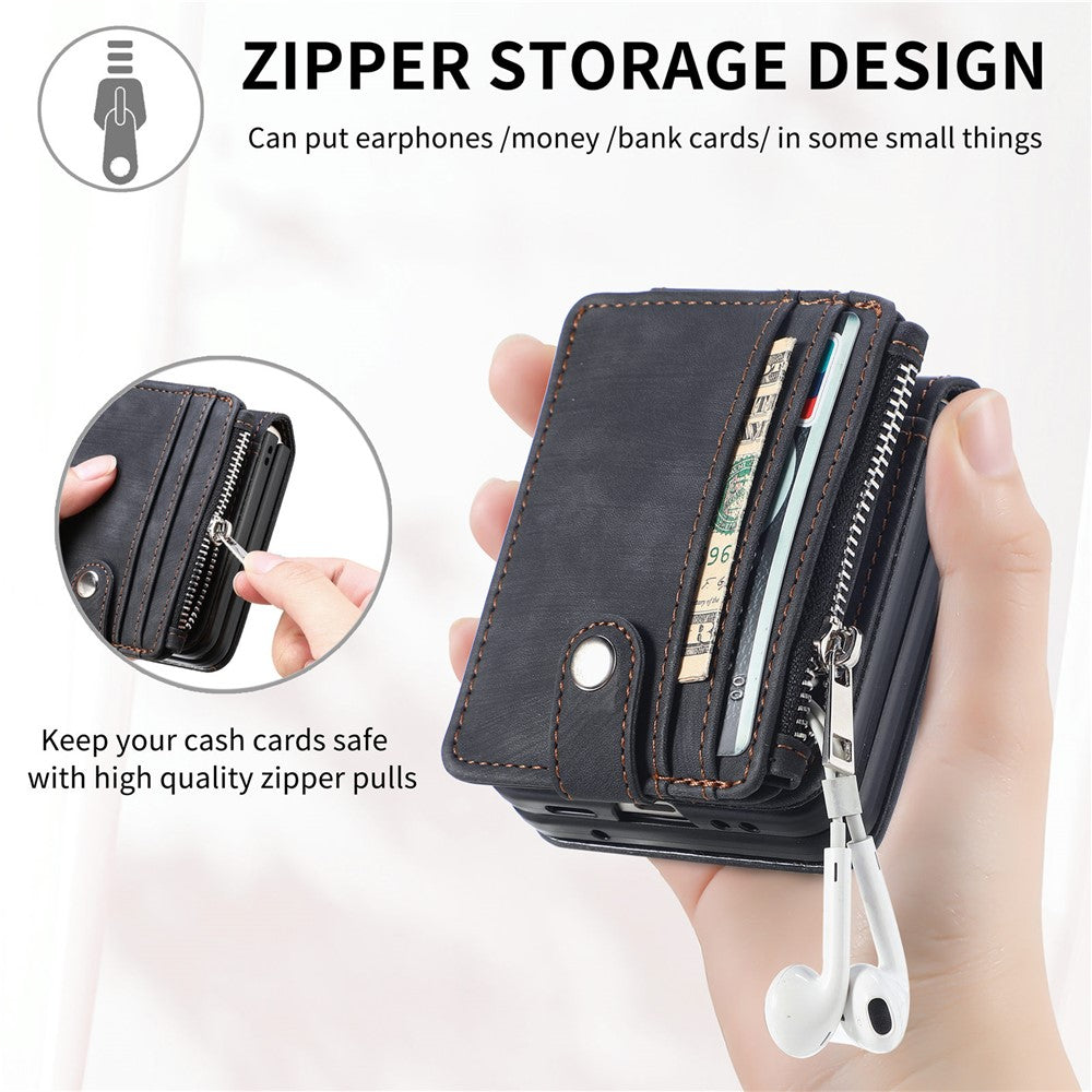 Beskyttende pung-etui til Samsung Galaxy Z Flip5 5G retro PU-læder PC-telefoncover med støttefod