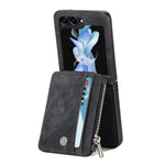 Beskyttende pung-etui til Samsung Galaxy Z Flip5 5G retro PU-læder PC-telefoncover med støttefod