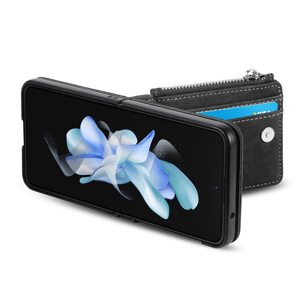Beskyttende pung-etui til Samsung Galaxy Z Flip5 5G retro PU-læder PC-telefoncover med støttefod