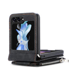 Beskyttende pung-etui til Samsung Galaxy Z Flip5 5G retro PU-læder PC-telefoncover med støttefod