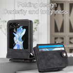 Beskyttende pung-etui til Samsung Galaxy Z Flip5 5G retro PU-læder PC-telefoncover med støttefod