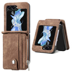 Beskyttende pung-etui til Samsung Galaxy Z Flip5 5G retro PU-læder PC-telefoncover med støttefod