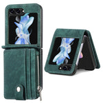 Beskyttende pung-etui til Samsung Galaxy Z Flip5 5G retro PU-læder PC-telefoncover med støttefod