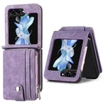 Beskyttende pung-etui til Samsung Galaxy Z Flip5 5G retro PU-læder PC-telefoncover med støttefod