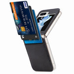 Protective Slim Case for Samsung Galaxy Z Flip5 5G Litchi Texture Card Holder PU Leather PC Phone Cover