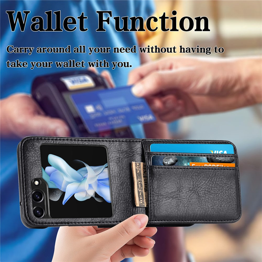 Wallet Phone Case for Samsung Galaxy Z Flip5 5G Anti-Drop PU Leather PC Phone Shell