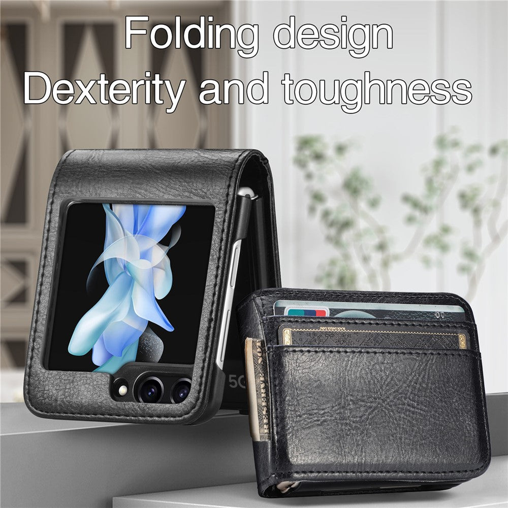 Wallet Phone Case for Samsung Galaxy Z Flip5 5G Anti-Drop PU Leather PC Phone Shell