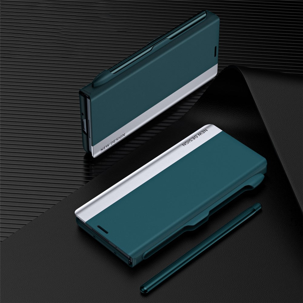 For Samsung Galaxy Z Fold5 5G Shockproof Case PU Leather+PC Phone Cover with Pencil