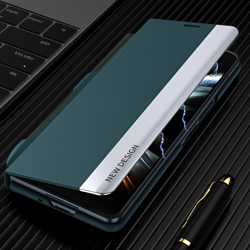 For Samsung Galaxy Z Fold5 5G Shockproof Case PU Leather+PC Phone Cover with Pencil