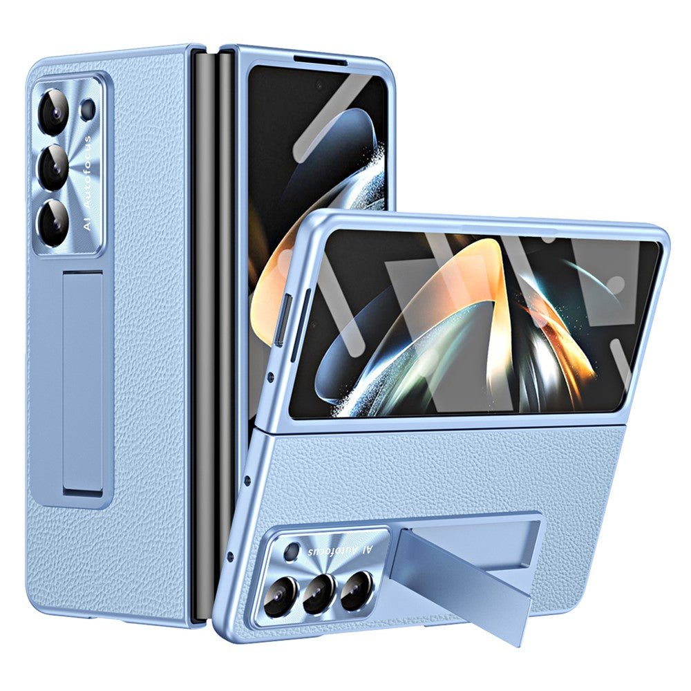 For Samsung Galaxy Z Fold5 5G Litchi Texture Leather PC Case Shockproof Kickstand Phone Cover