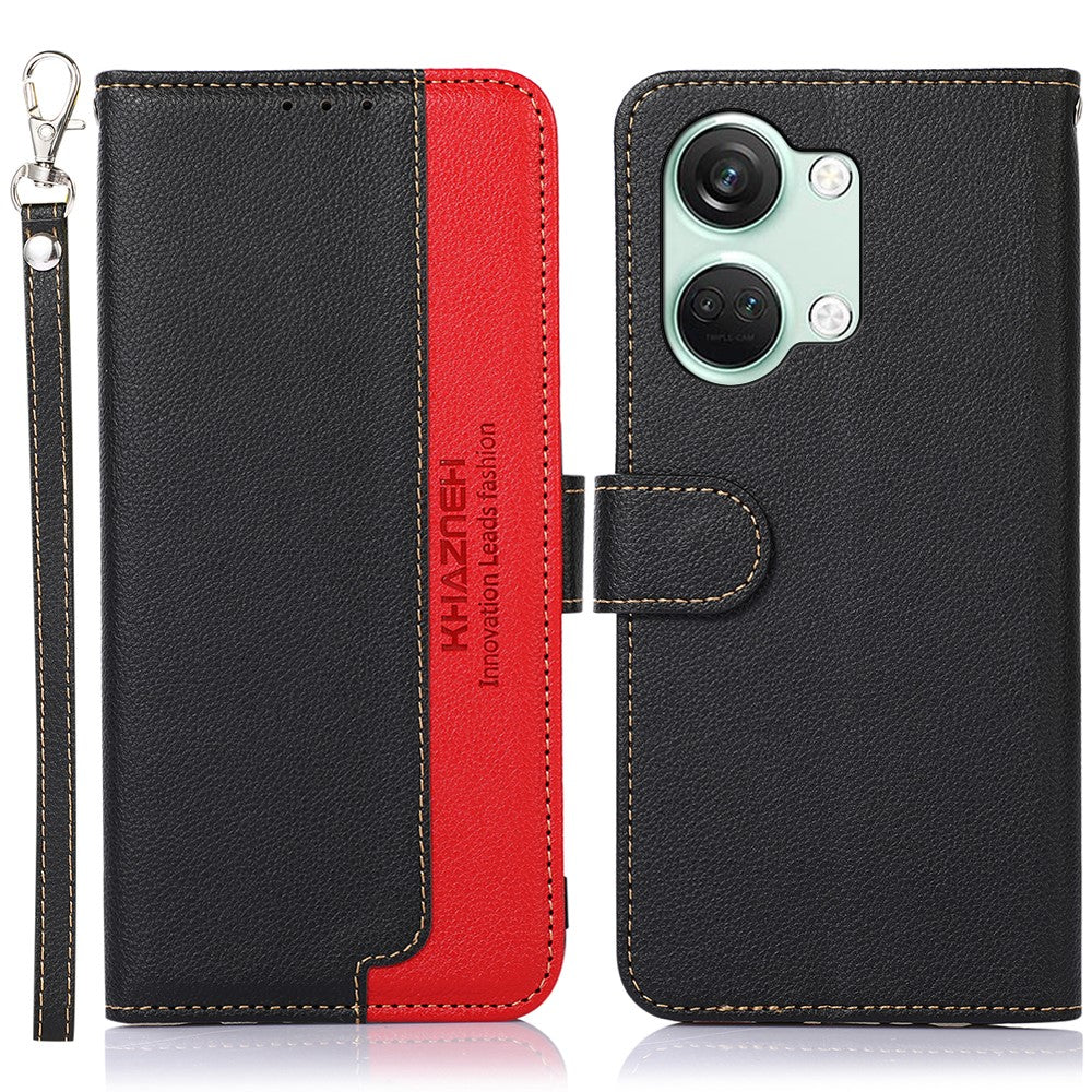 KHAZNEH För OnePlus Nord 3 5G / Ace 2V mobilskal PU-läder Litchitextur RFID-blockerande stativplånboksfodral