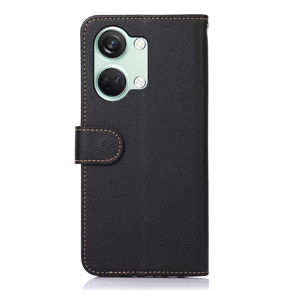 KHAZNEH För OnePlus Nord 3 5G / Ace 2V mobilskal PU-läder Litchitextur RFID-blockerande stativplånboksfodral