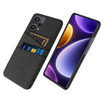 Xiaomi Redmi Note 12 Turbo / Poco F5 5G mobilskal Hårt PC + Tyg Dubbla Korthållare Skydd