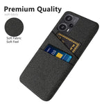 Xiaomi Redmi Note 12 Turbo / Poco F5 5G mobilskal Hårt PC + Tyg Dubbla Korthållare Skydd