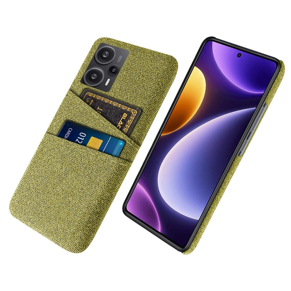 Xiaomi Redmi Note 12 Turbo / Poco F5 5G mobilskal Hårt PC + Tyg Dubbla Korthållare Skydd