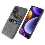 Xiaomi Redmi Note 12 Turbo / Poco F5 5G mobilskal Hårt PC + Tyg Dubbla Korthållare Skydd