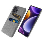 Xiaomi Redmi Note 12 Turbo / Poco F5 5G mobilskal Hårt PC + Tyg Dubbla Korthållare Skydd