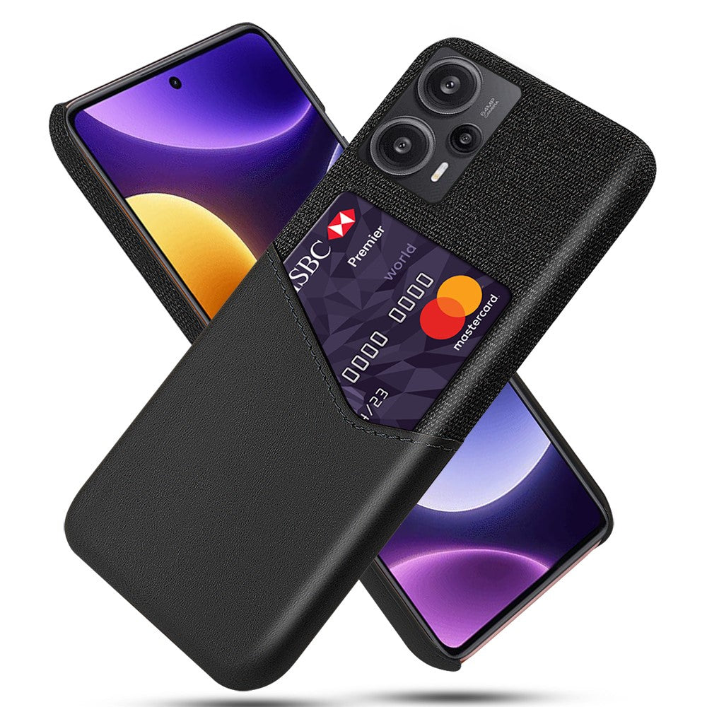 Card Holder Case for Xiaomi Redmi Note 12 Turbo / Poco F5 5G , Cloth Texture Leather Coated PC Phone Cover