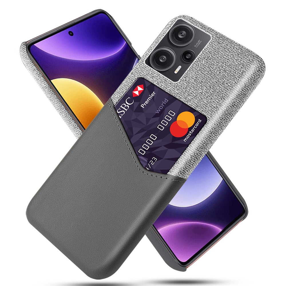 Card Holder Case for Xiaomi Redmi Note 12 Turbo / Poco F5 5G , Cloth Texture Leather Coated PC Phone Cover